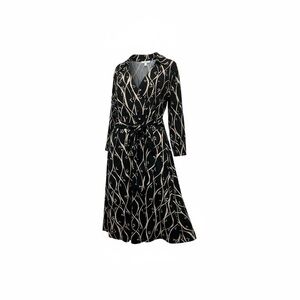 Women’s Talbots wrap dress/ size 14/ midi 3/4 sleeves. Abstract/ gold and black